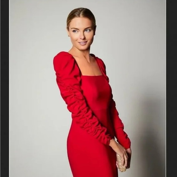 NWT Antonio Melani Francine
Square Neck Long Ruched
Sleeve Dress - Picture 3 of 10